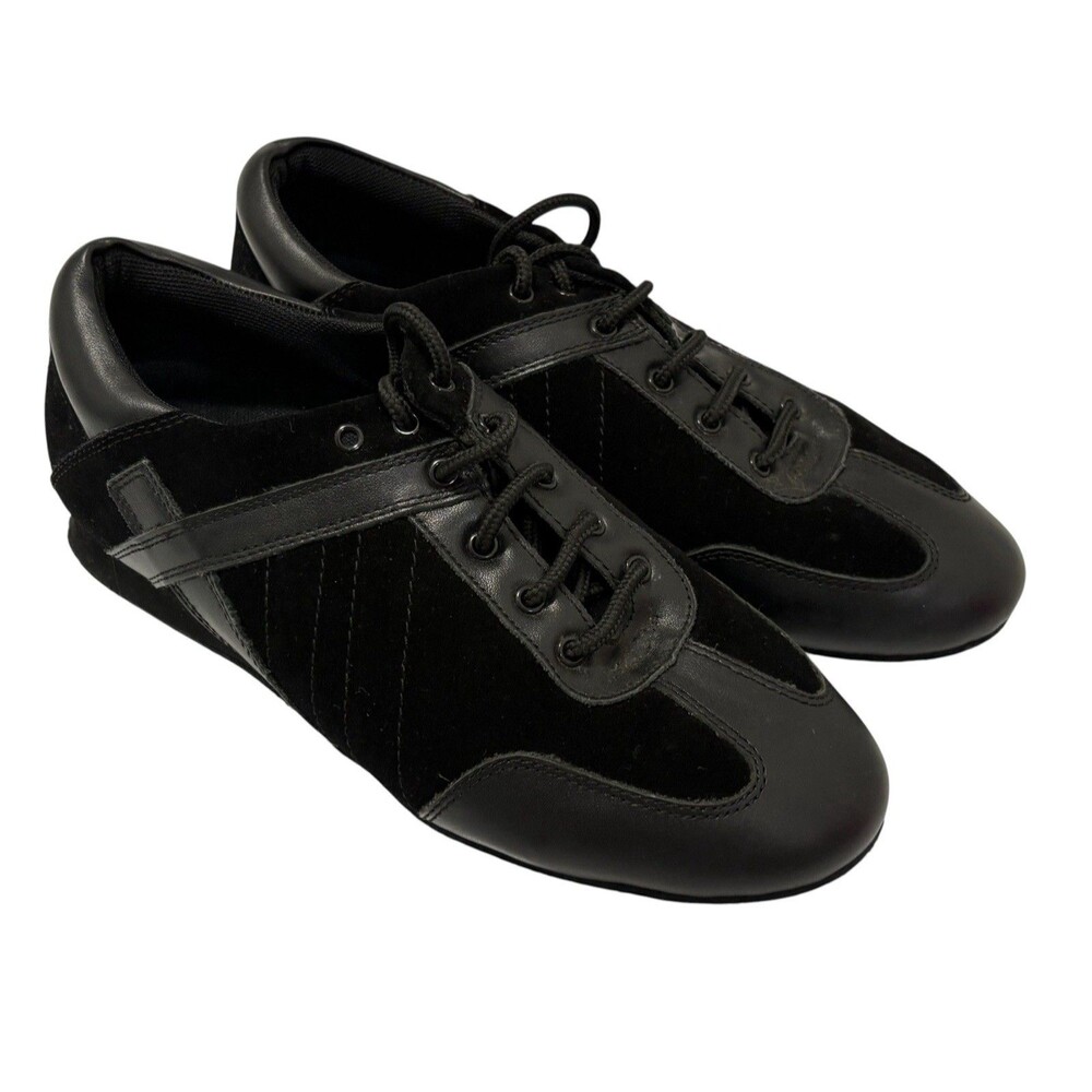 Ultimate Hybrid Dance Shoe Womens 8 Black Leather / Black Suede W/ Carrier Bag